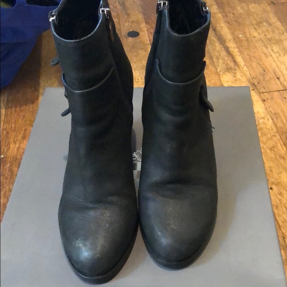 Black leather ankle booties. Size 6.5